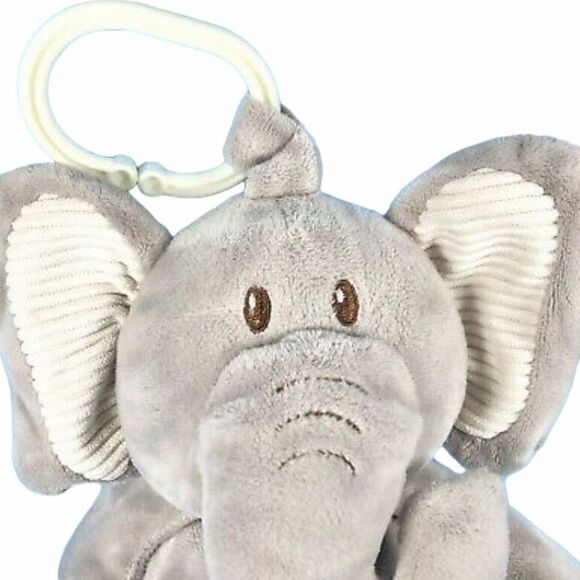 KELLYTOY Elephant Plush Lovey Rattle Clip On Toy Gray Soft Cuddly Crinkle Ears - Picture 6 of 9